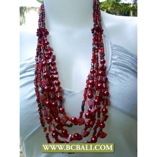 Red Bead Fashion Necklace Layer